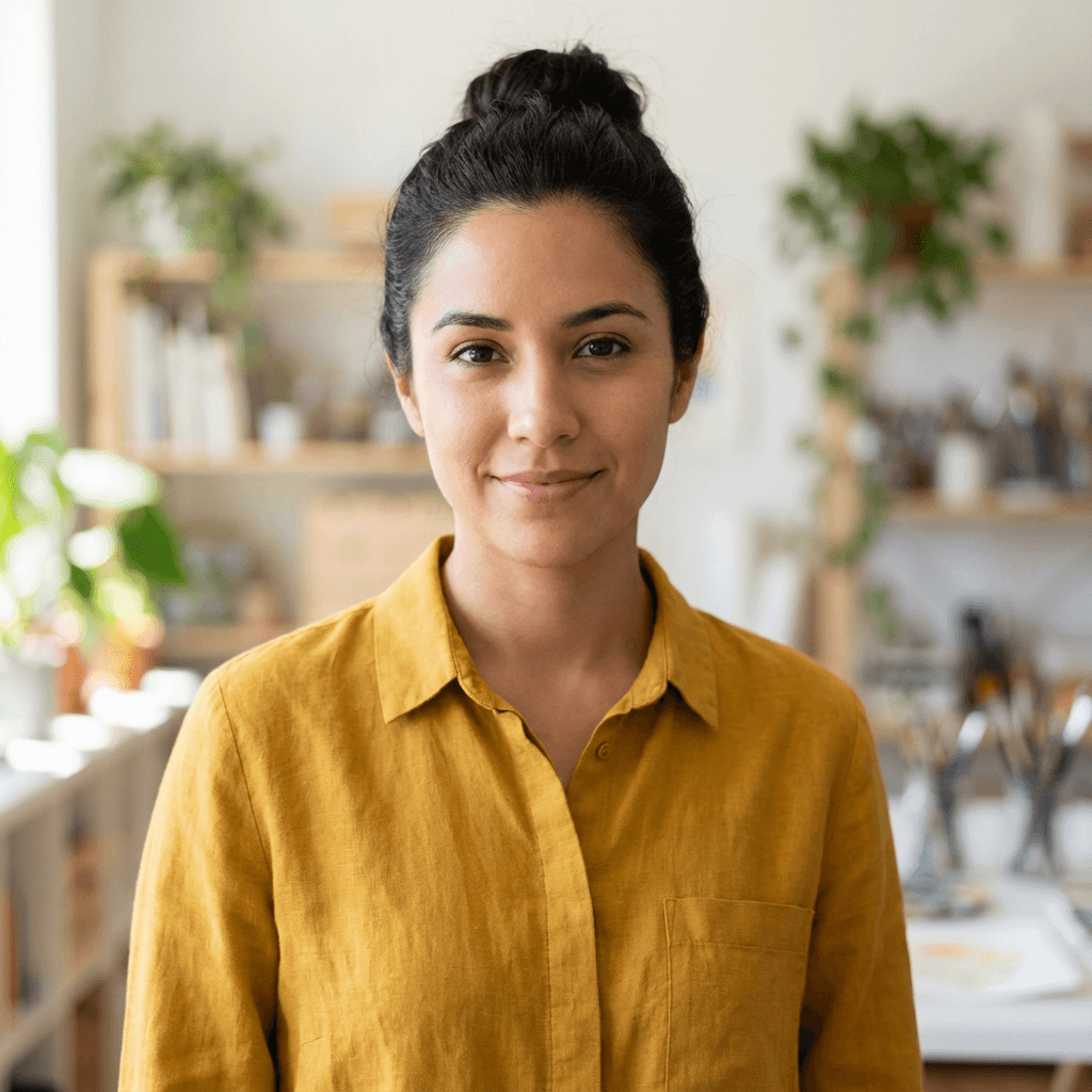 Maria Gonzalez smiling in her retail shop