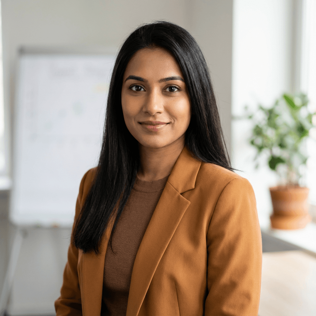 Lauren Kim smiling in a bright office setting